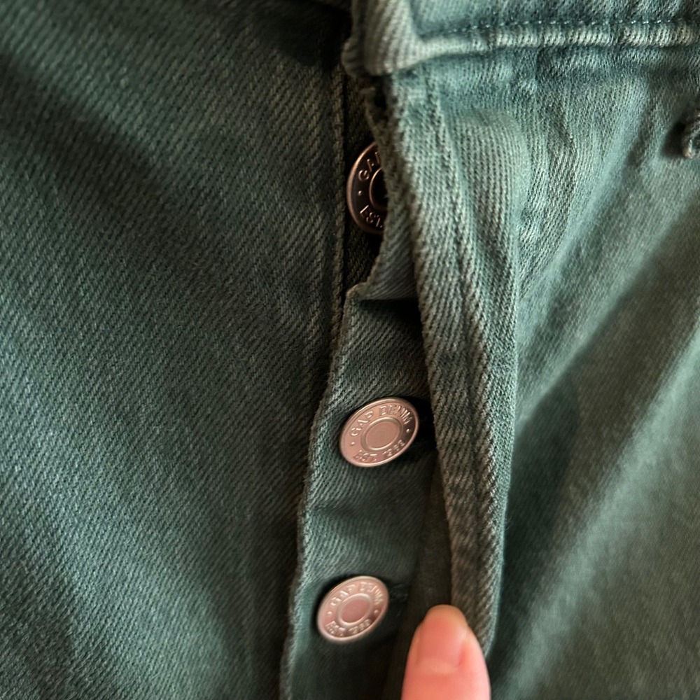 Gap Cheeky Straight Jeans Green 30 10R High Rise Raw Hem Button Fly 406646-00 - Picture 3 of 6